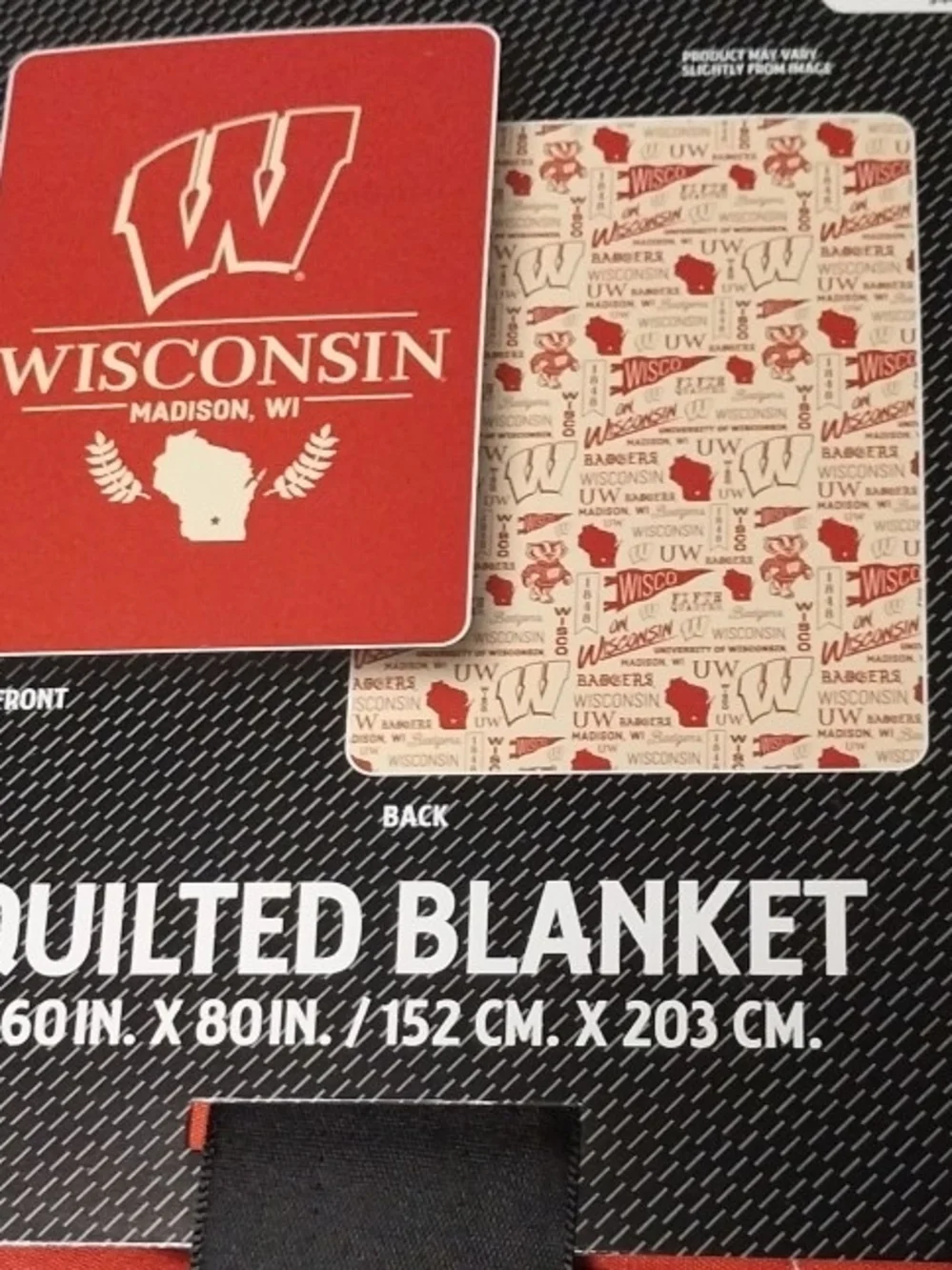 Quilted Blanket - Red/Cream Wisconsin Badgers 60x80